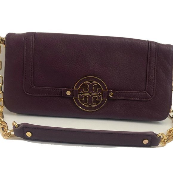Tory Burch Handbags - Tory Burch Handbag Purple Purse Leather ShoulderBag Clutch Tote
